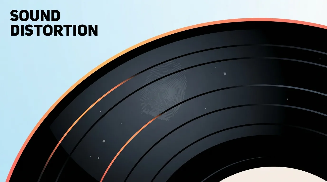 Malapitang larawan ng vinyl record na may alikabok at bakas ng daliri