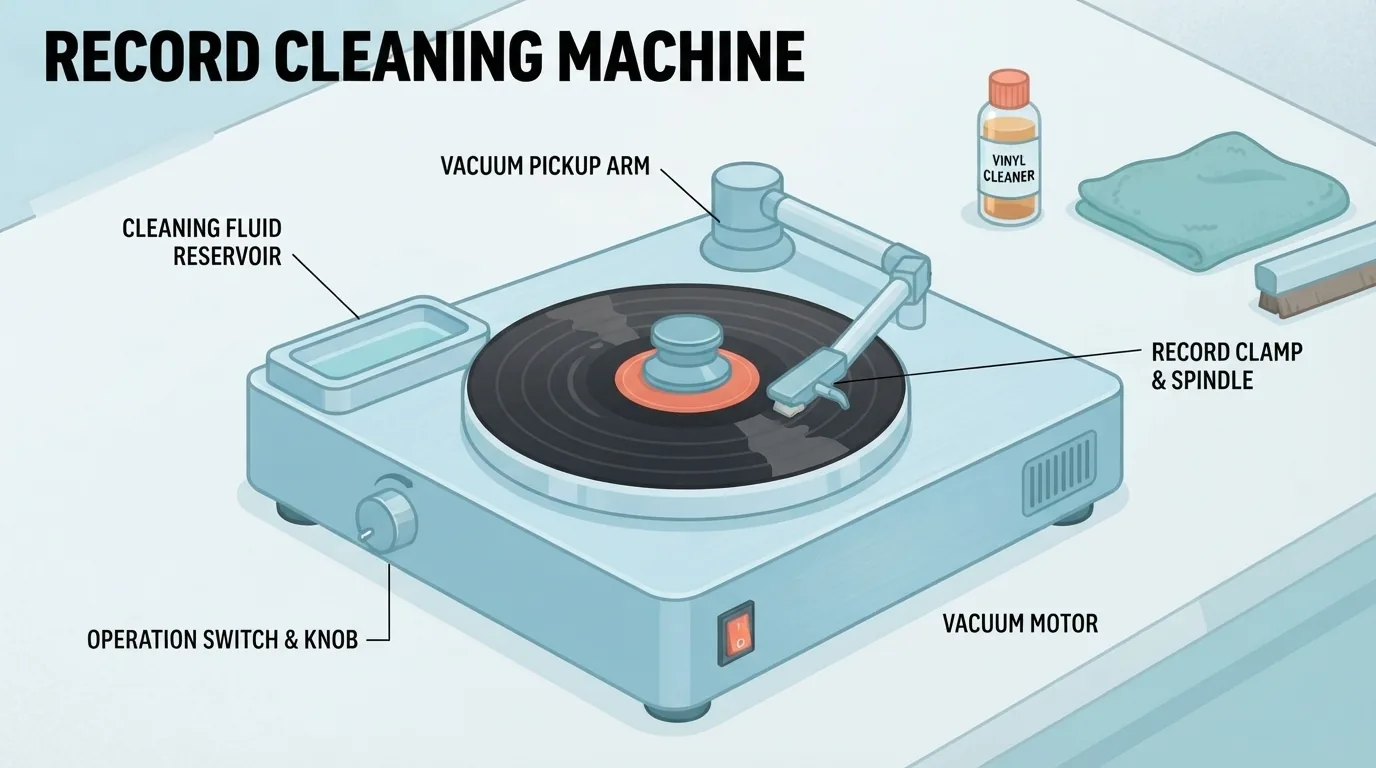 Record cleaning machine na naglilinis ng vinyl record