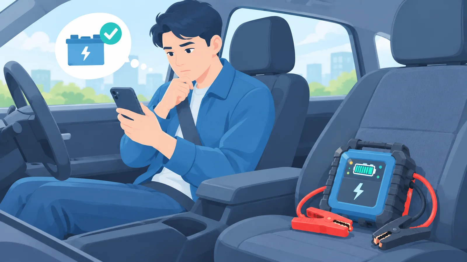 Conducteur consultant des informations sur les chargeurs de batterie