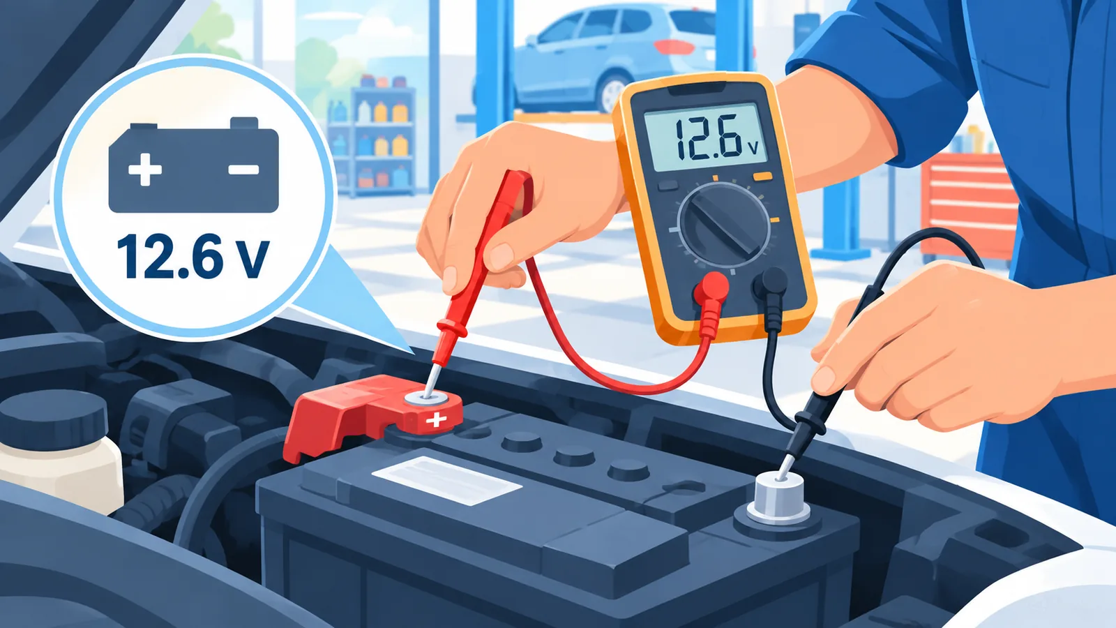 Technicien vérifiant la capacité d'une batterie de voiture