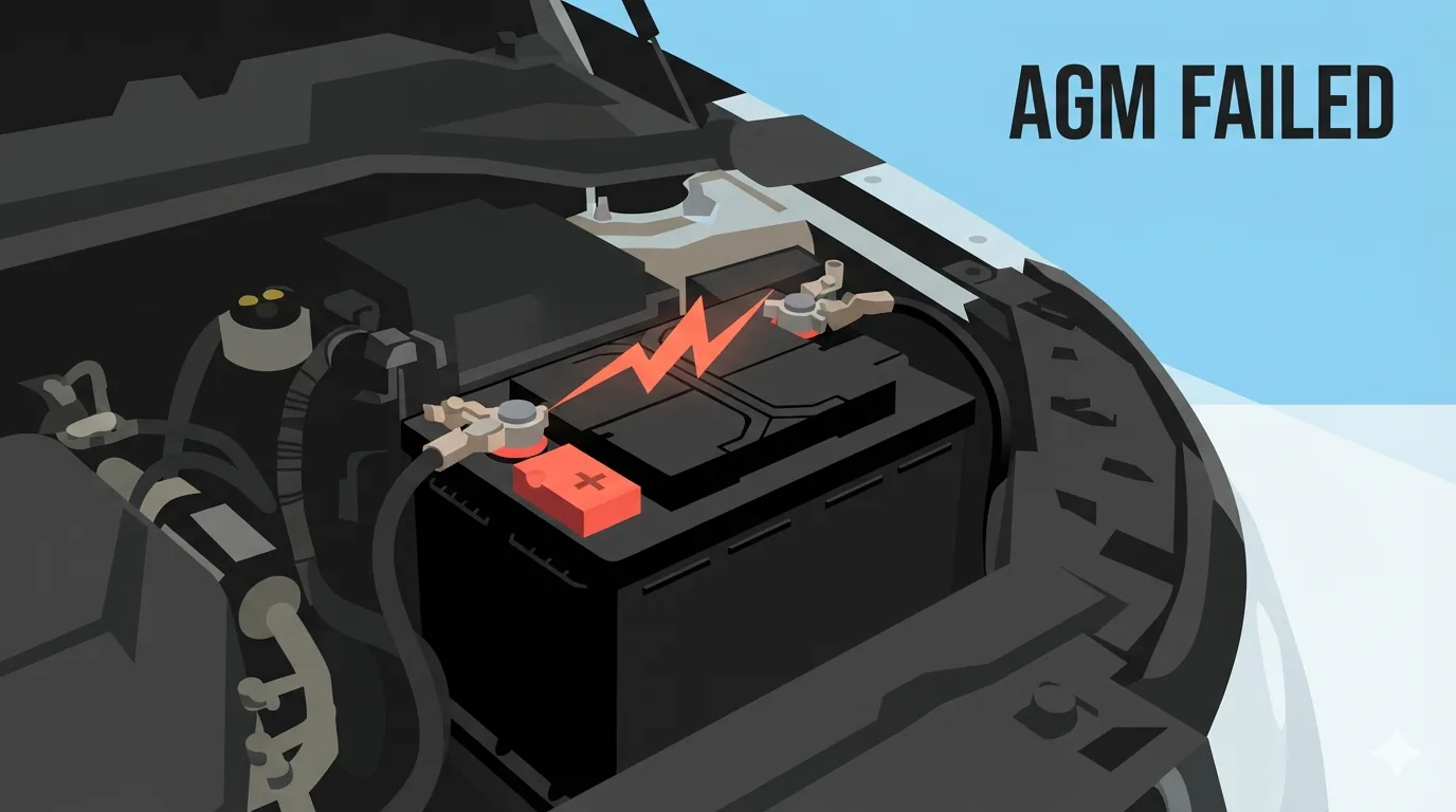 Batterie AGM sous le capot d'une Range Rover Evoque