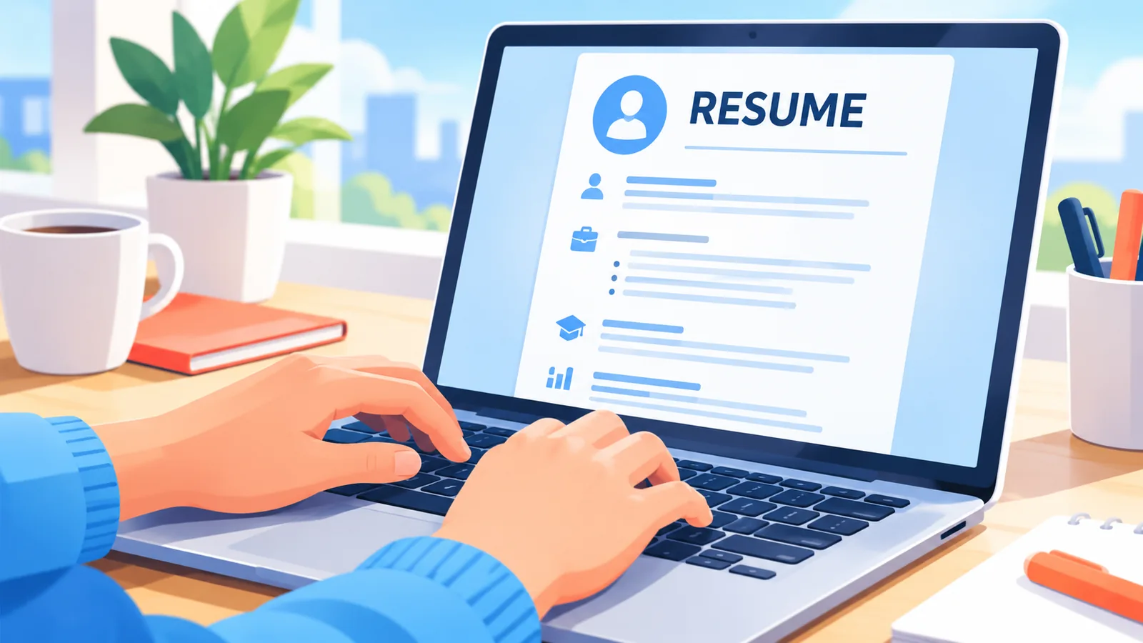 Créateur de CV en ligne utilisé sur un ordinateur portable