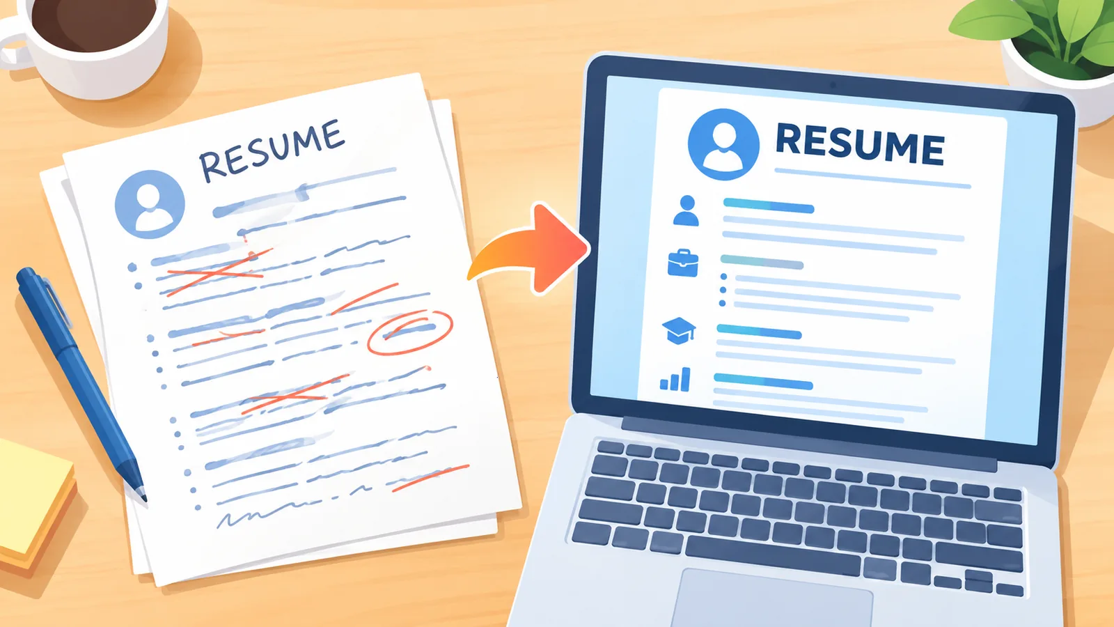 Comparaison entre un CV manuscrit et un CV numérique