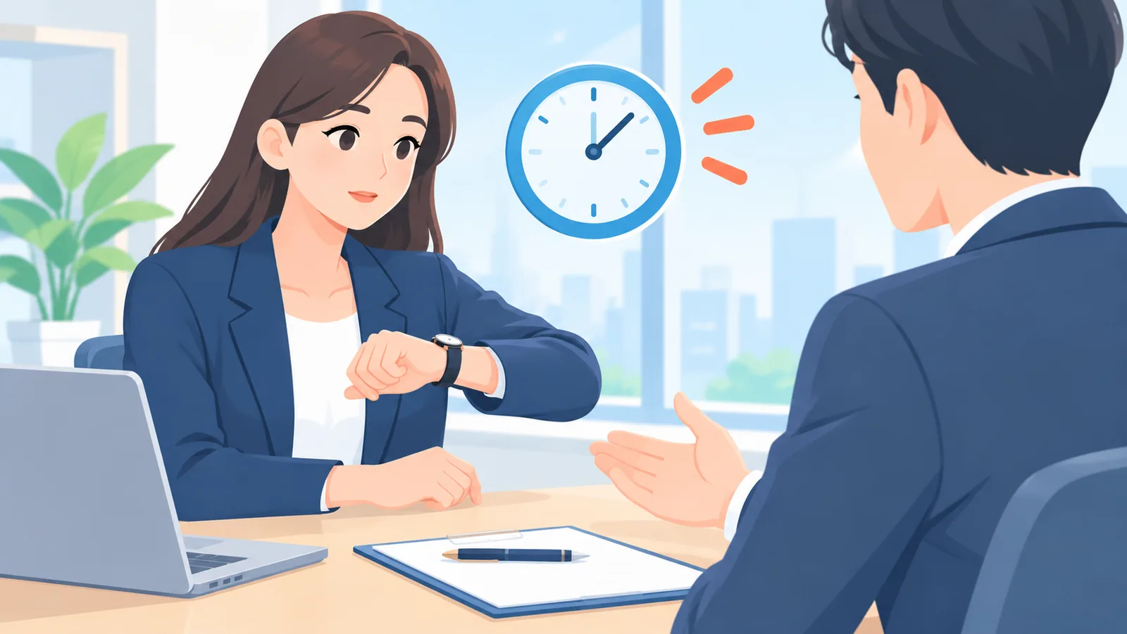 Discussion professionnelle sur le bon moment pour négocier