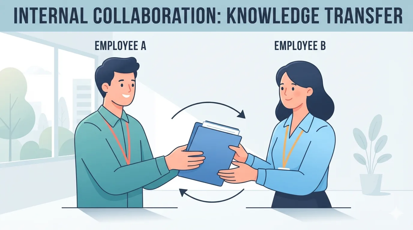 Collaborateurs échangeant des documents en interne