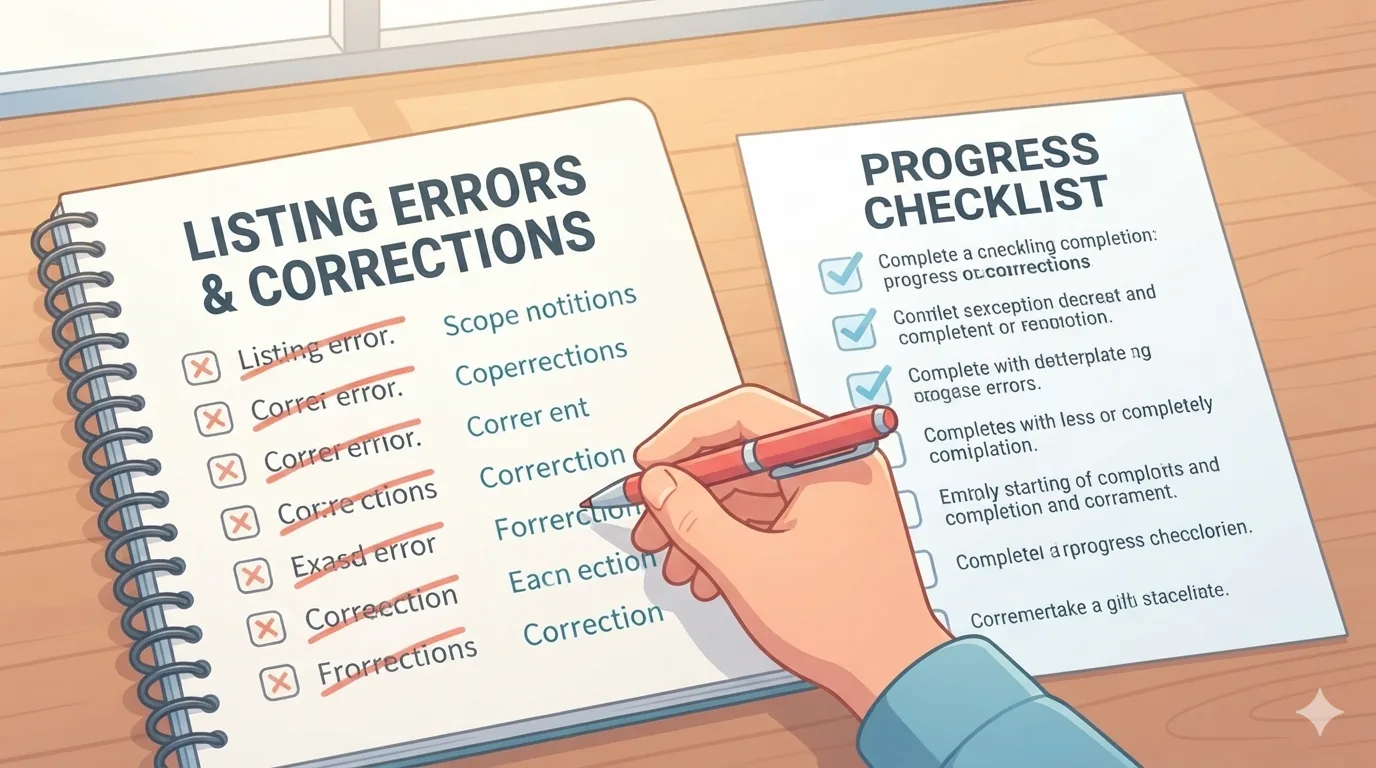 Carnet d'erreurs et checklist avant de s'engager