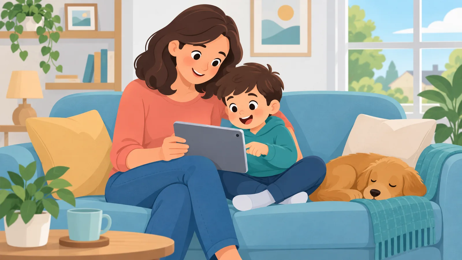 Parent et enfant consultant les contrôles parentaux Steam