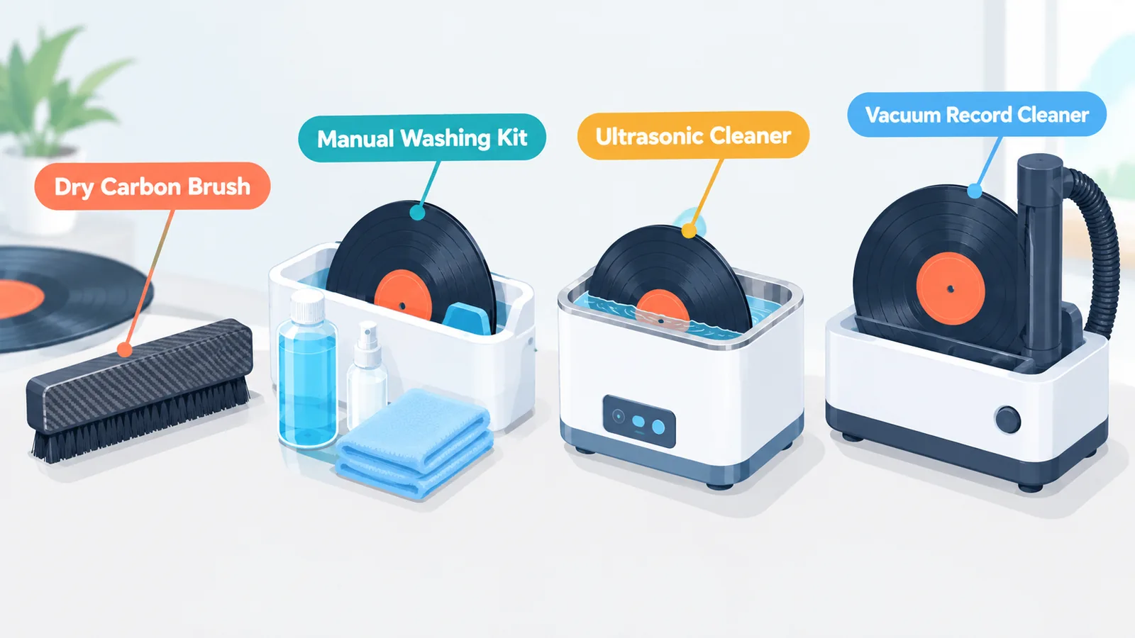 Comparaison de quatre solutions de nettoyage pour disques vinyles