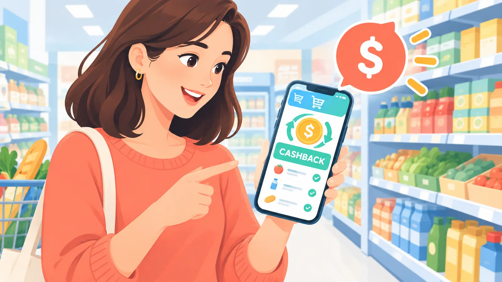 Utilisation d'une application de cashback généraliste en supermarché
