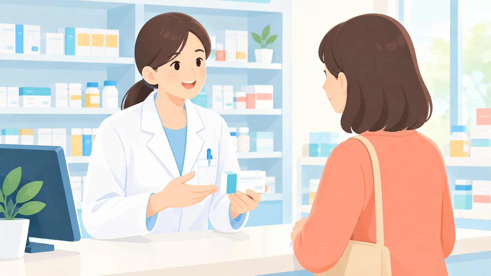 Pharmacien conseillant un client sur l'usage de la mélatonine