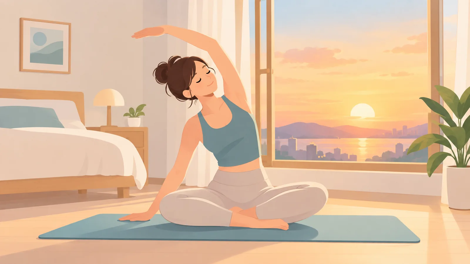 Personne pratiquant une routine relaxante avant le coucher sans complément