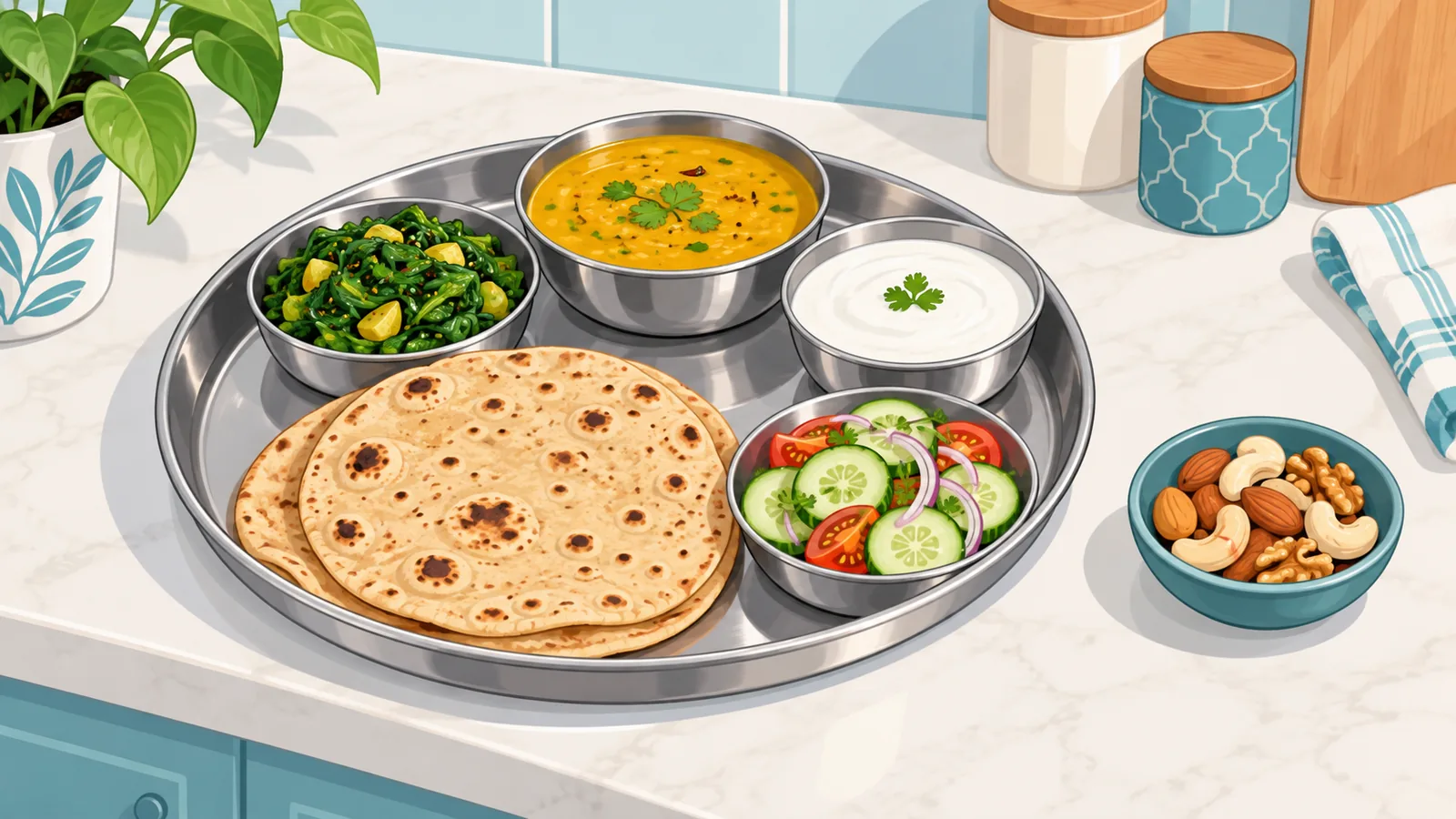 संतुलित भारतीय थाली