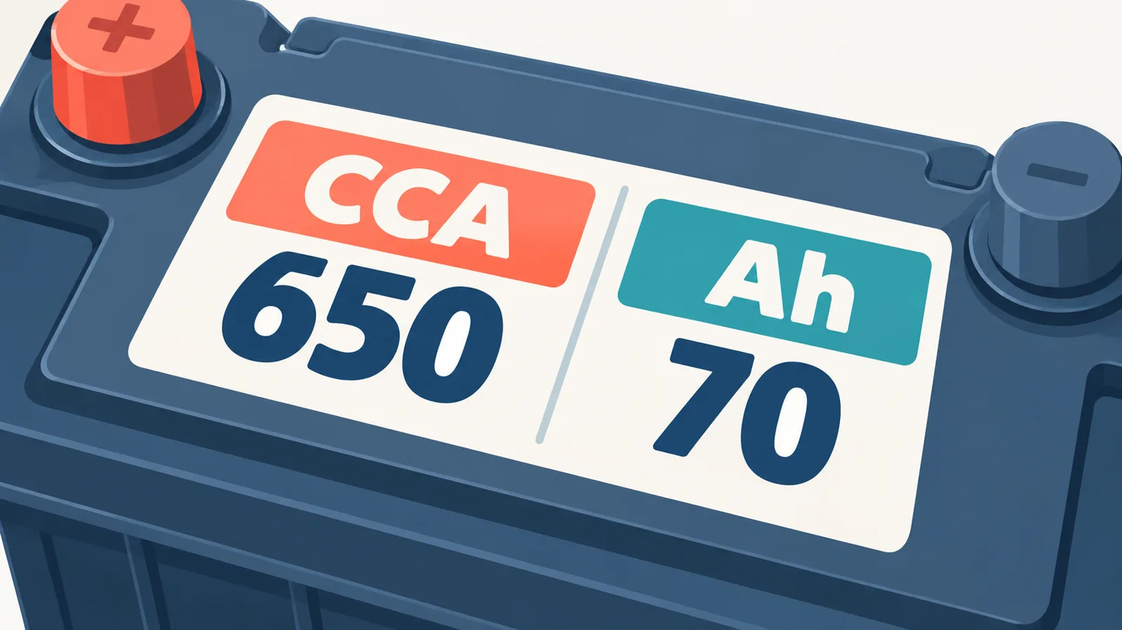 Label spesifikasi CCA dan Ah pada aki mobil