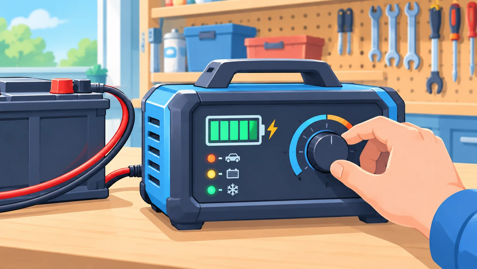 Tabel perbandingan fitur charger aki