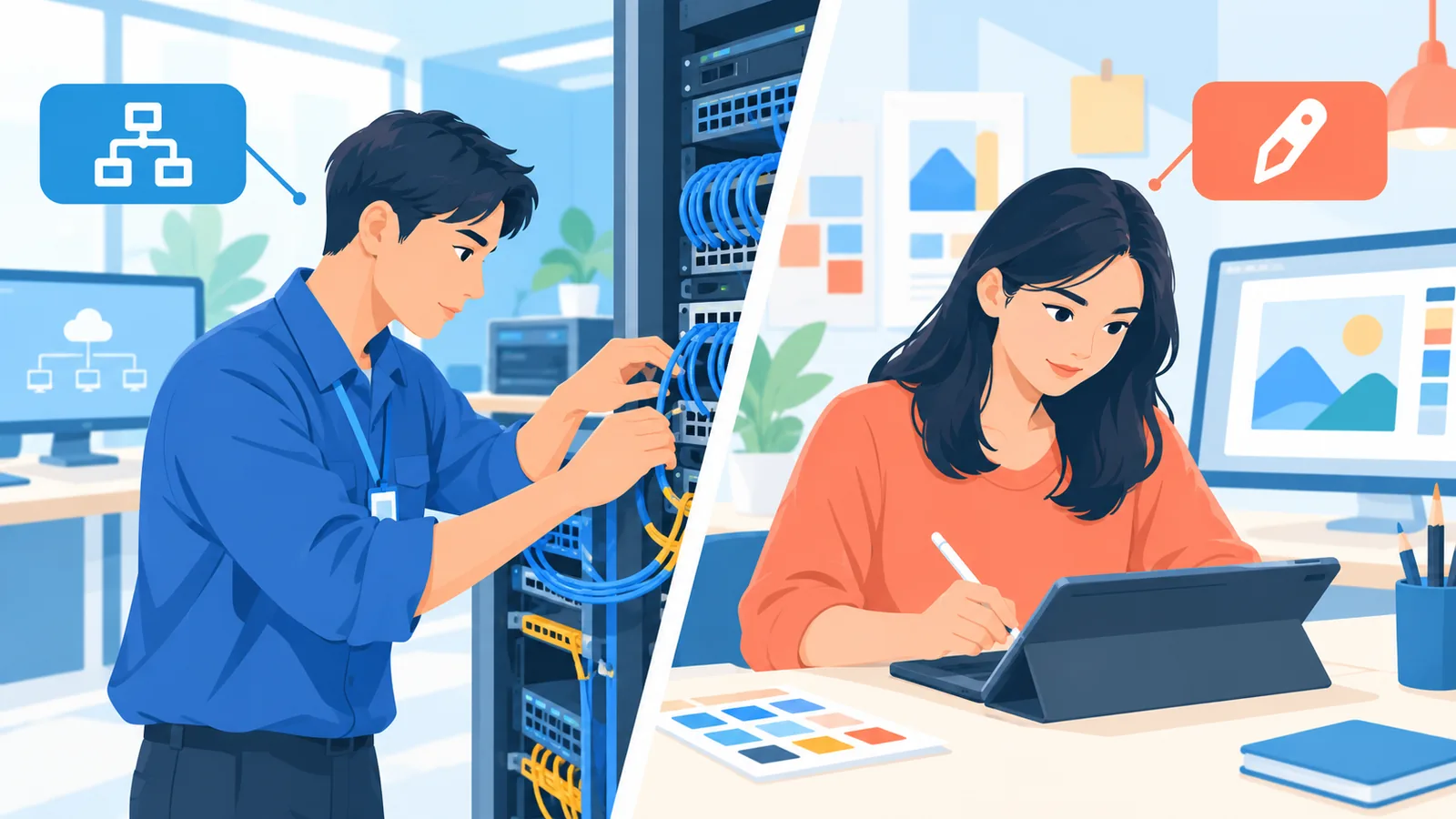 Kolase pekerja dari berbagai profesi tanpa gelar seperti teknisi dan desainer