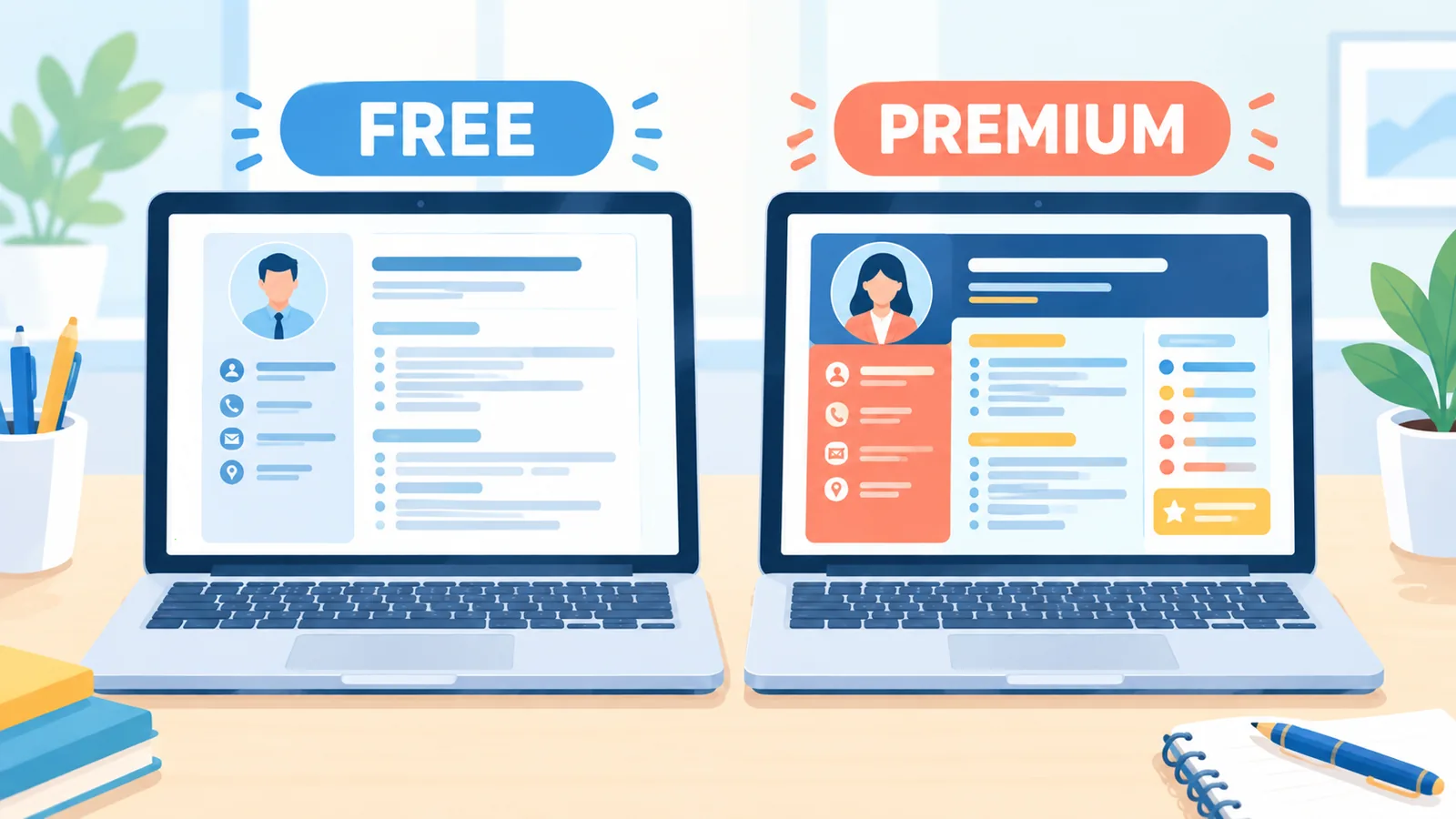 Perbandingan template resume builder gratis dan berbayar