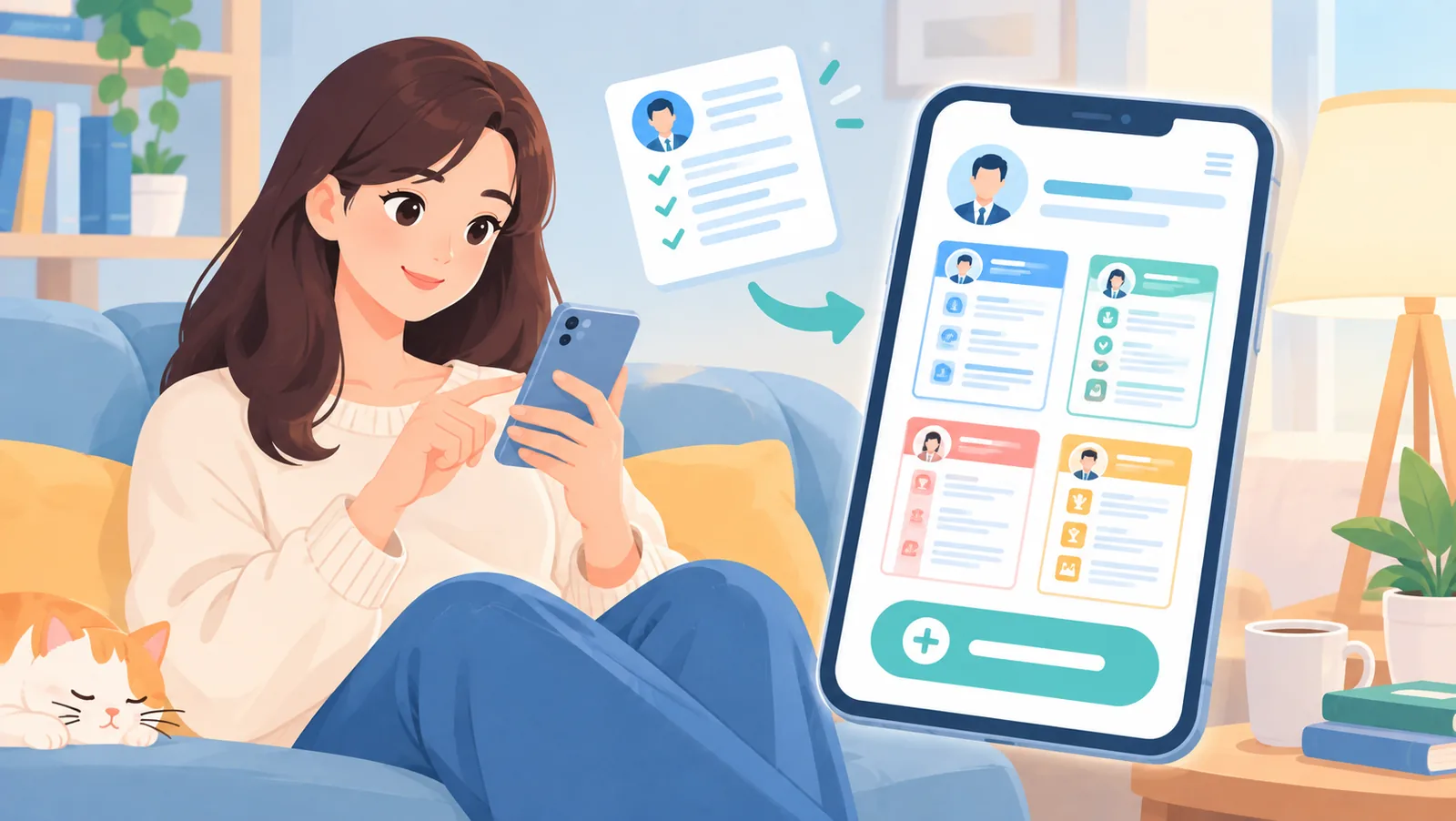 Menggunakan aplikasi resume builder lewat ponsel dengan santai
