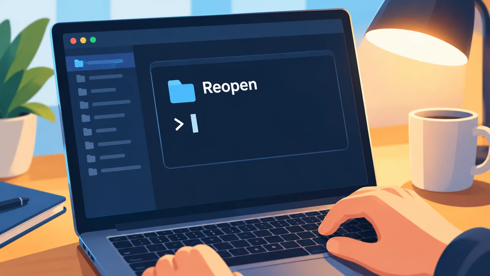 Ilustrasi konsep resume sesi kerja pada terminal coding