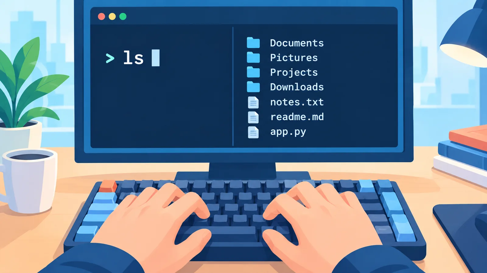 Developer mengetik perintah continue di terminal