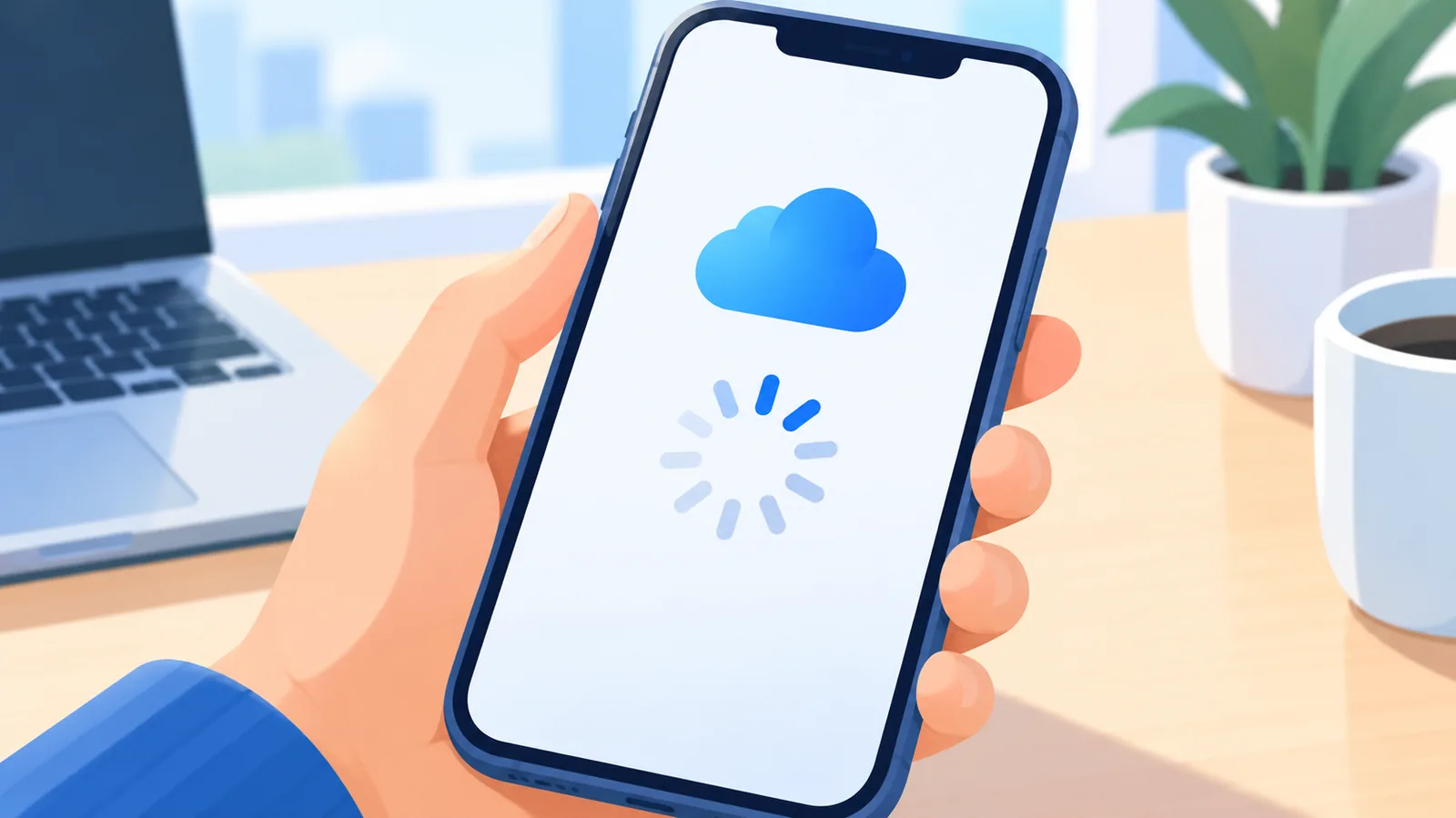 Ilustrasi ikon iCloud yang gagal menyinkronkan data antar perangkat Apple