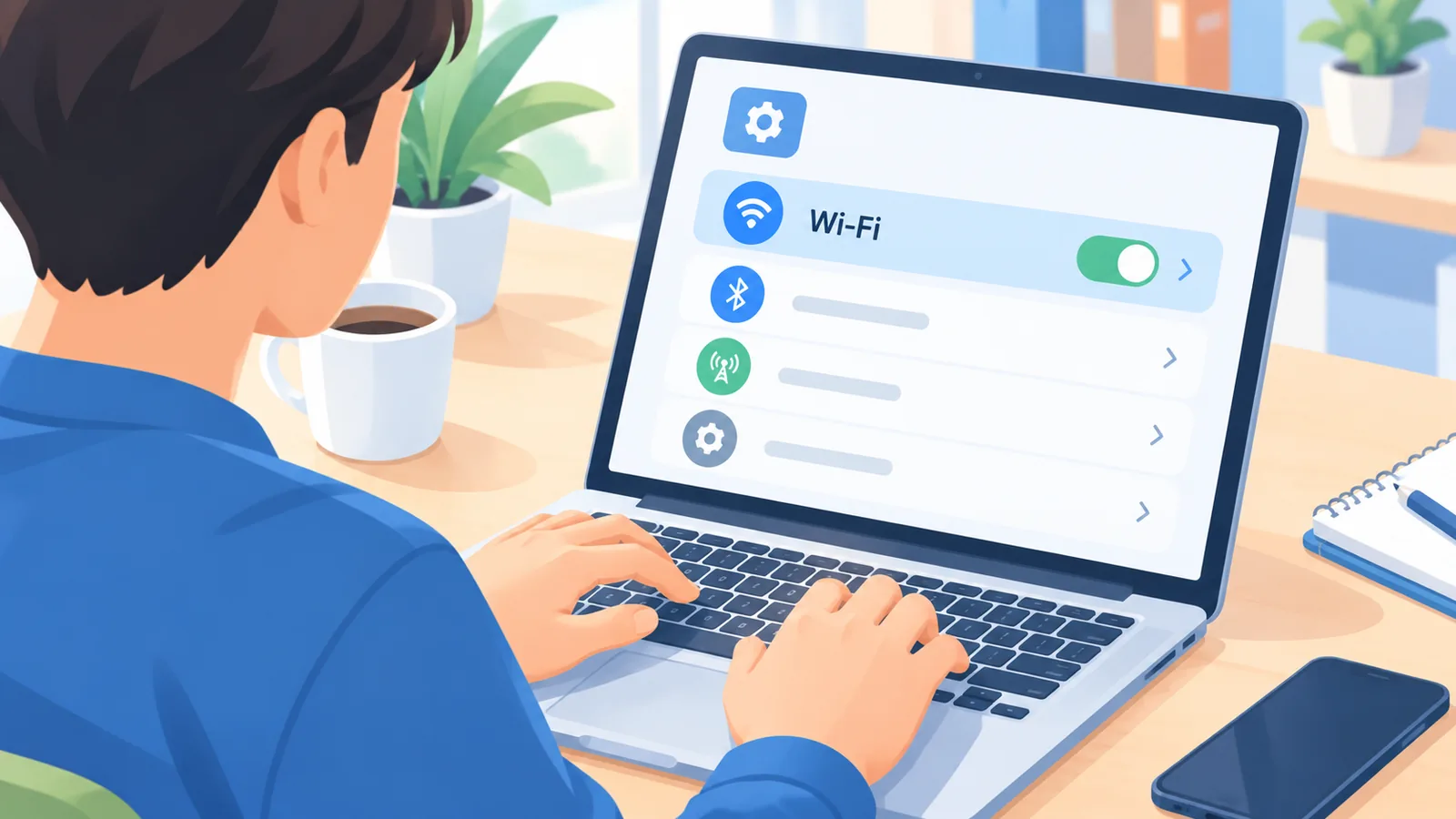 Pengguna membuka pengaturan Apple ID di laptop Mac untuk mengatur ulang iCloud