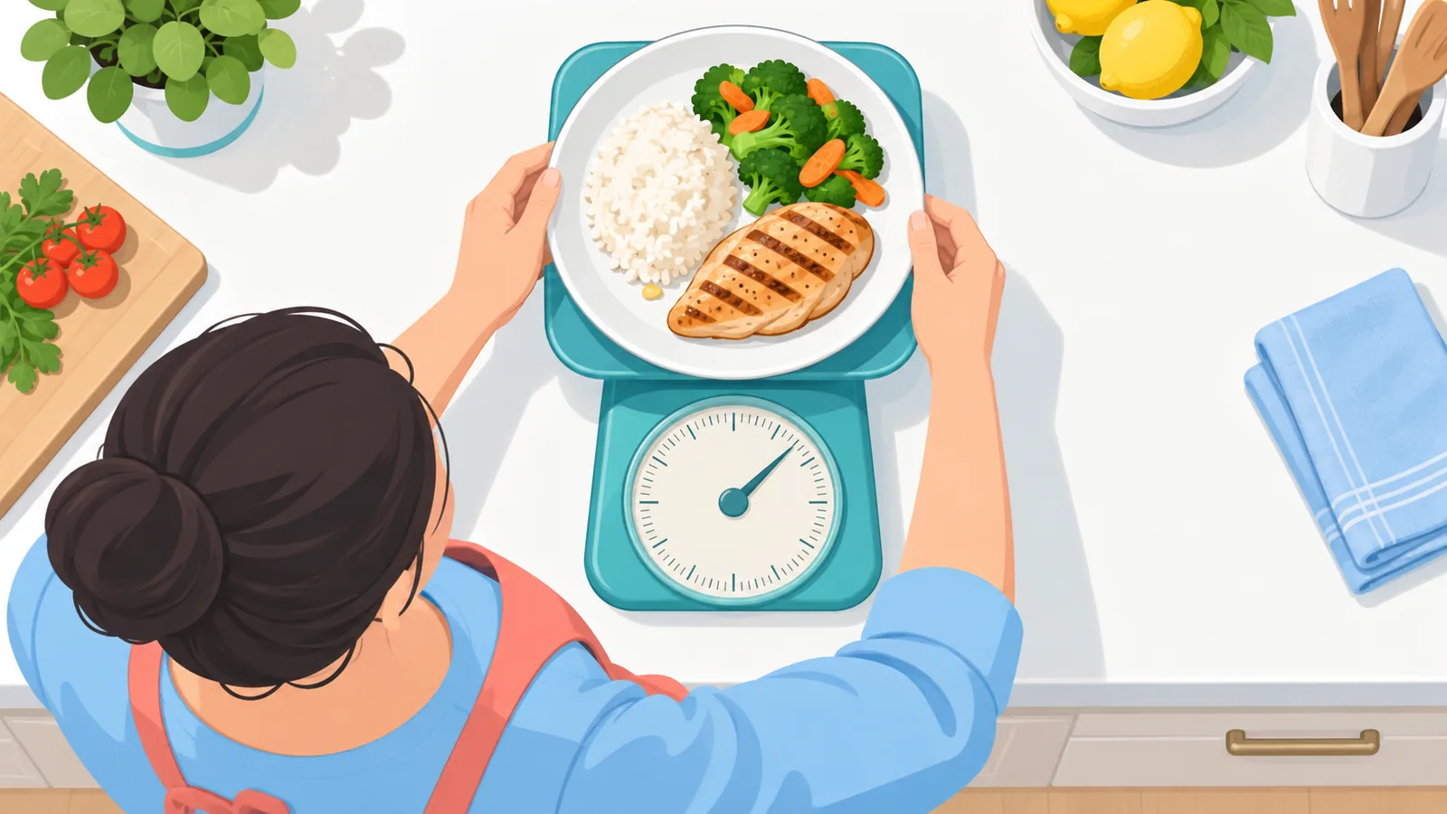 Menimbang porsi makanan untuk menghitung kebutuhan kalori harian