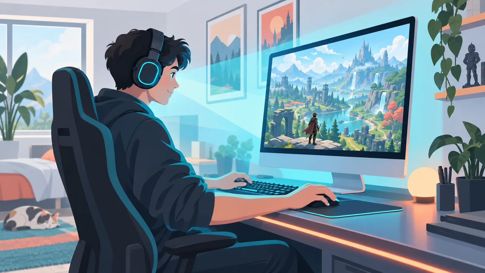 Suasana bermain game AAA bergrafis tinggi di Mac