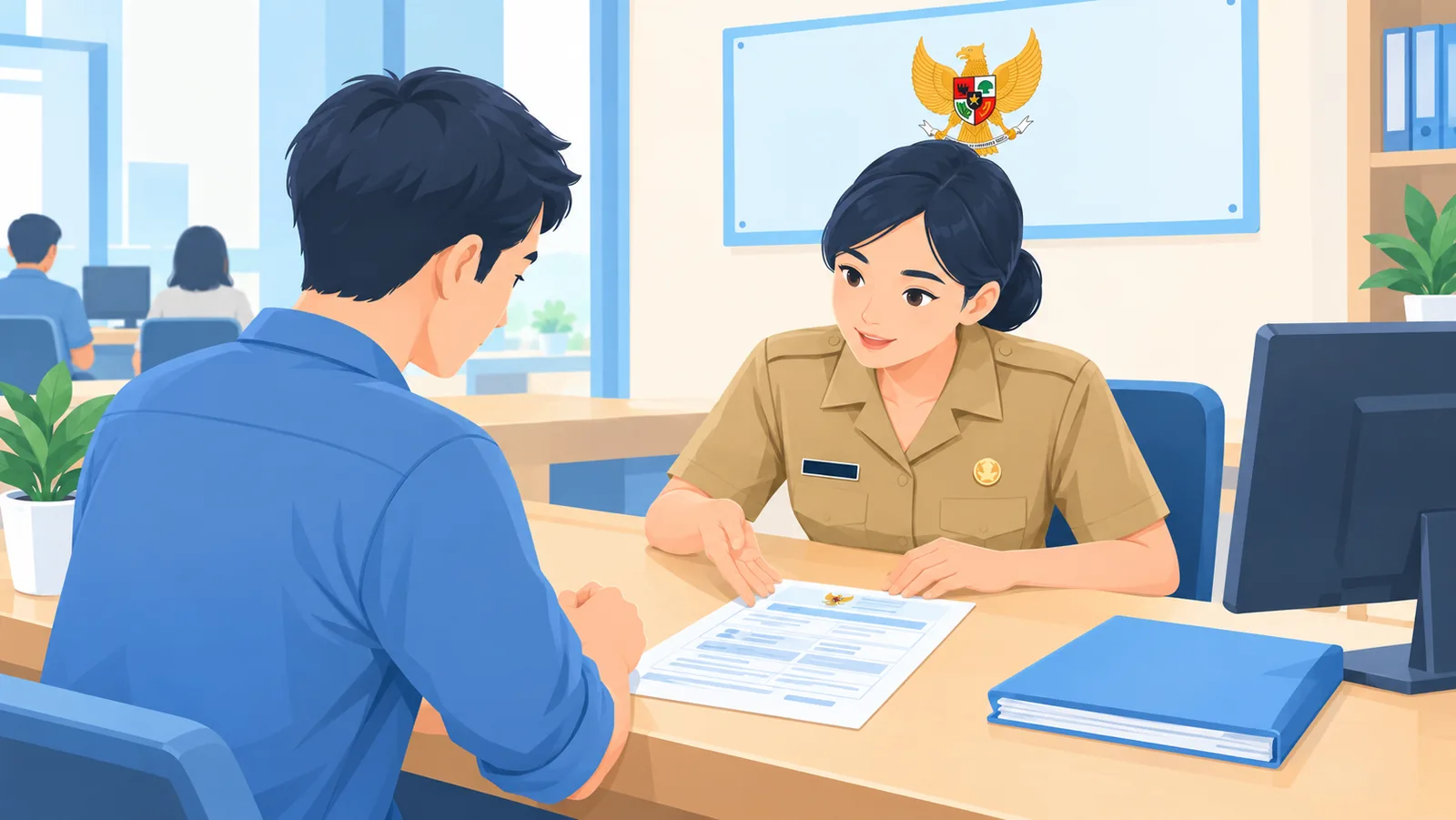 Warga berkonsultasi mengenai kendala data