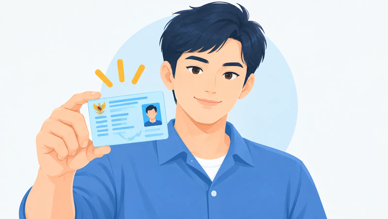 Warga menunjukkan kartu identitas dengan yakin