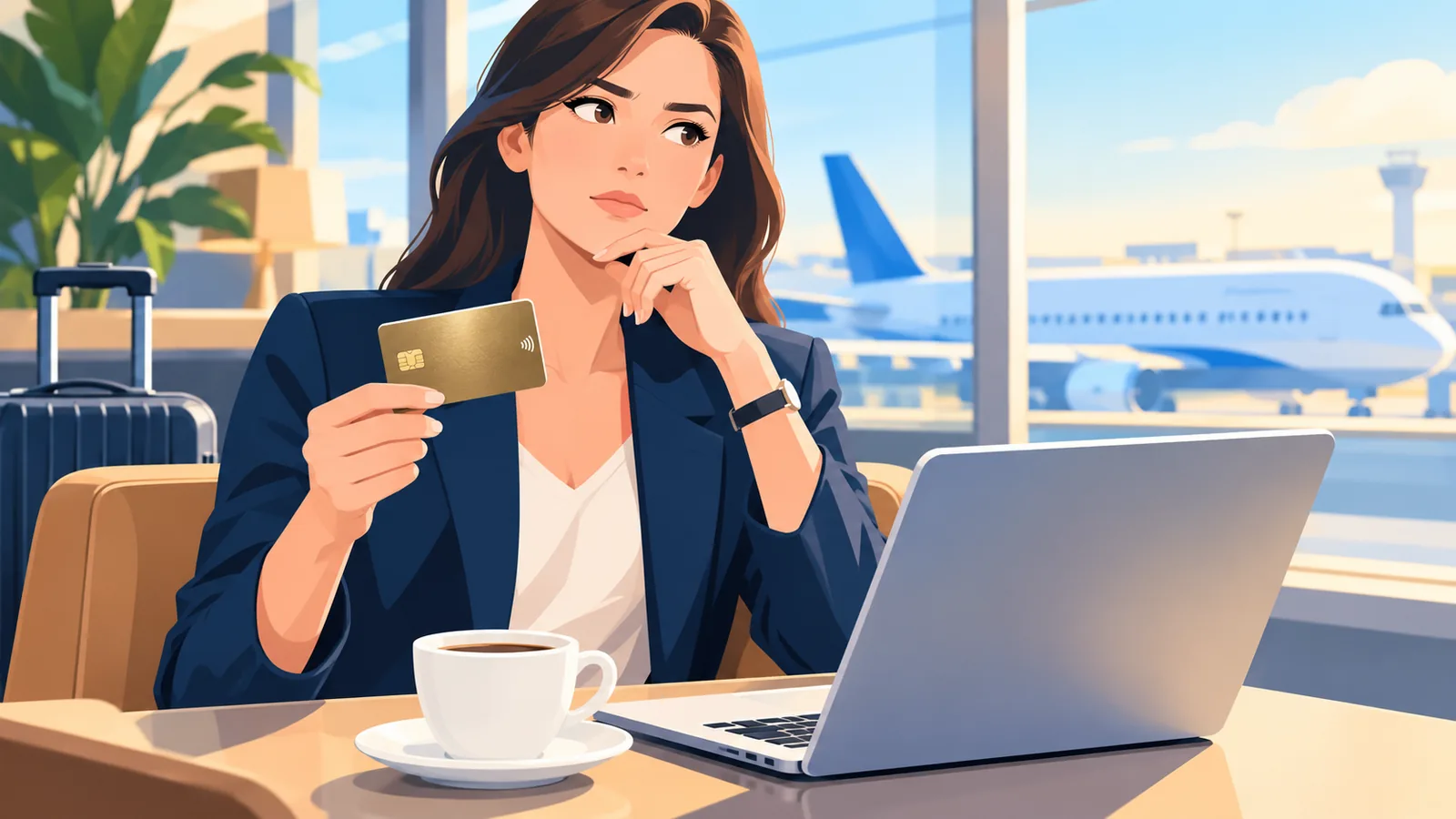 Kartu kredit premium untuk pelancong bisnis di lounge bandara