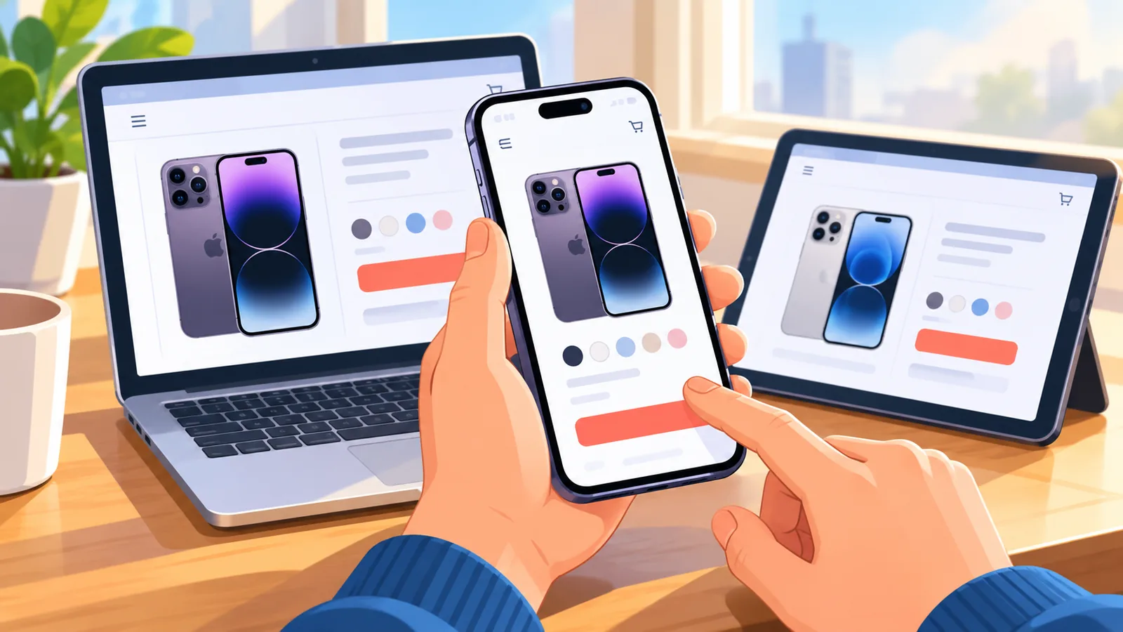 Membandingkan harga iPhone di beberapa layar toko