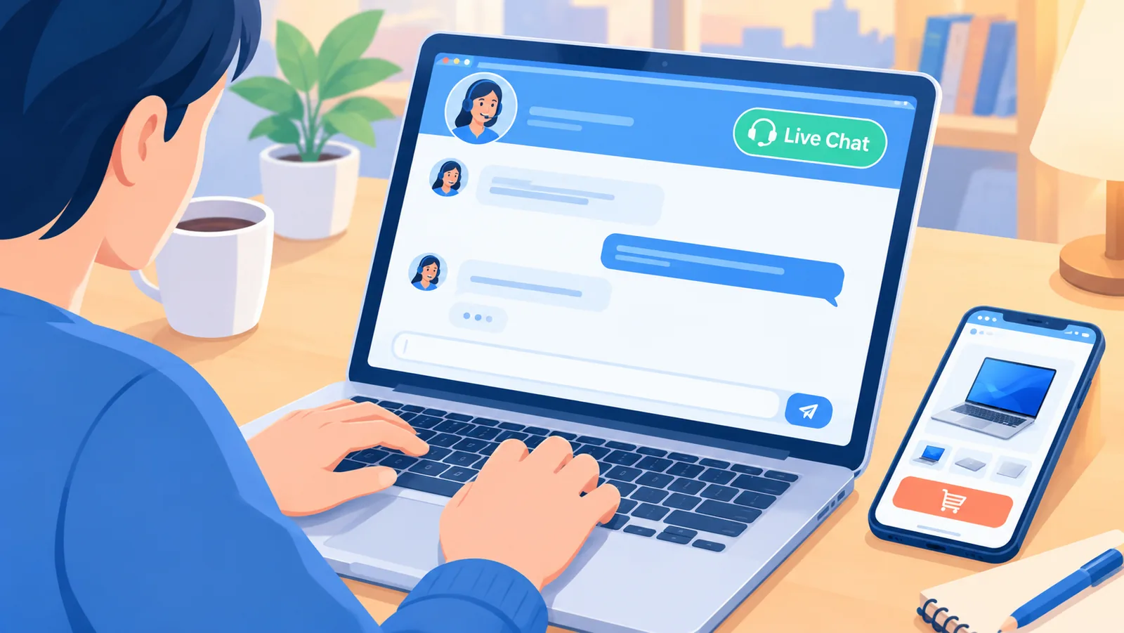 Tangan memegang ponsel dengan daftar produk yang dicoret