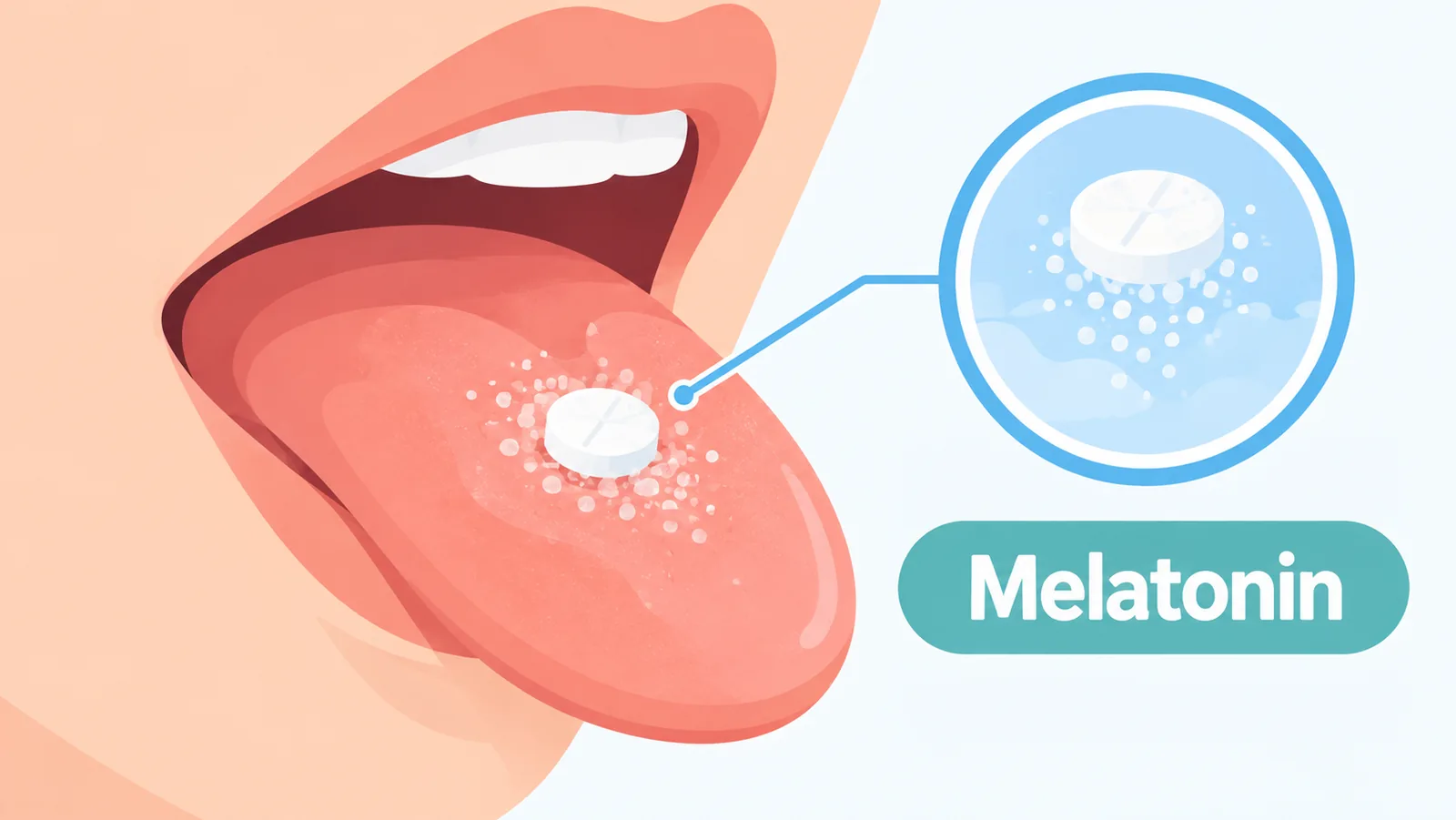 Tablet melatonin sublingual yang larut di bawah lidah