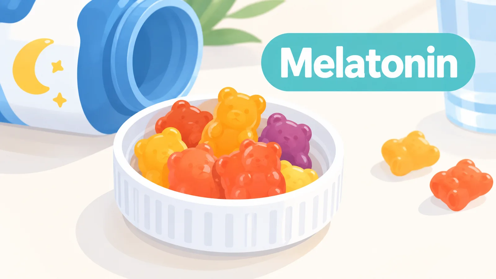 Gummy melatonin dalam kemasan botol