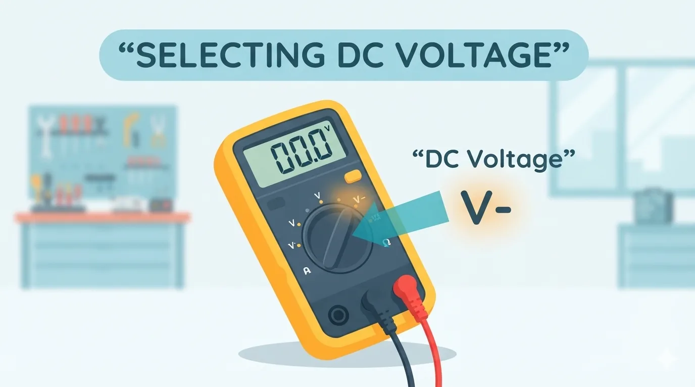 Impostazione del multimetro sulla tensione DC