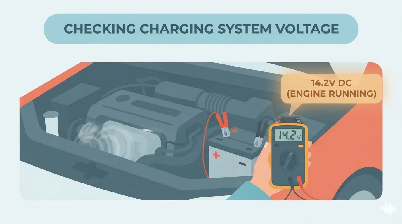 Test della batteria a motore acceso con alternatore in carica
