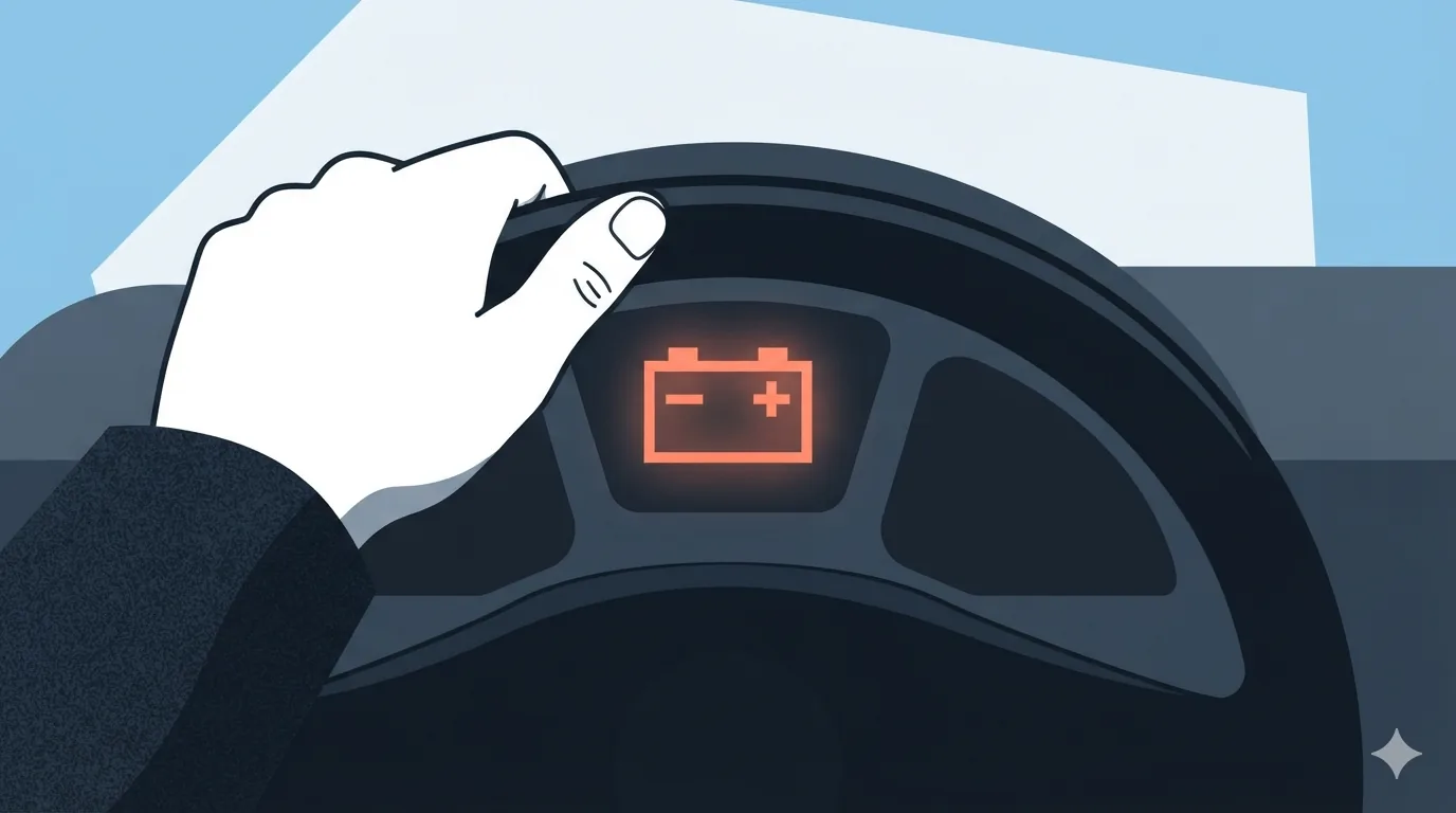 Spia della batteria accesa sul cruscotto di un'auto