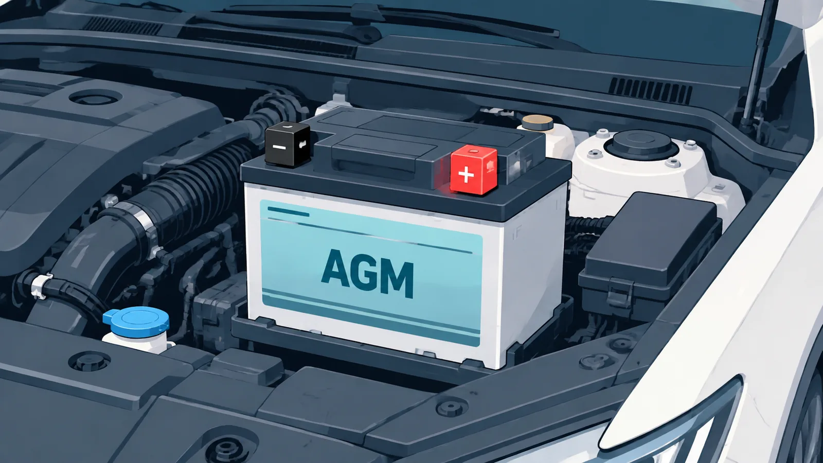 Batteria AGM montata nel vano motore di un SUV