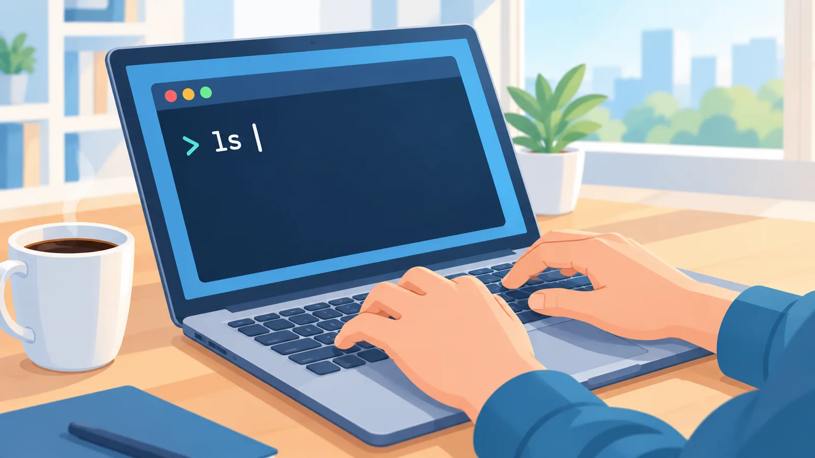 Mani che digitano un comando su una tastiera di laptop