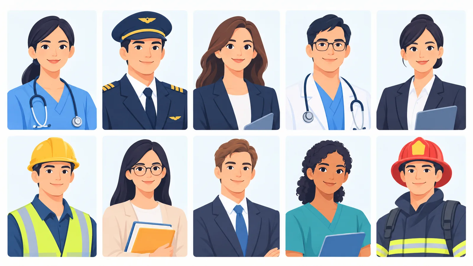 Collage di professionisti in diversi settori ad alto stipendio negli USA