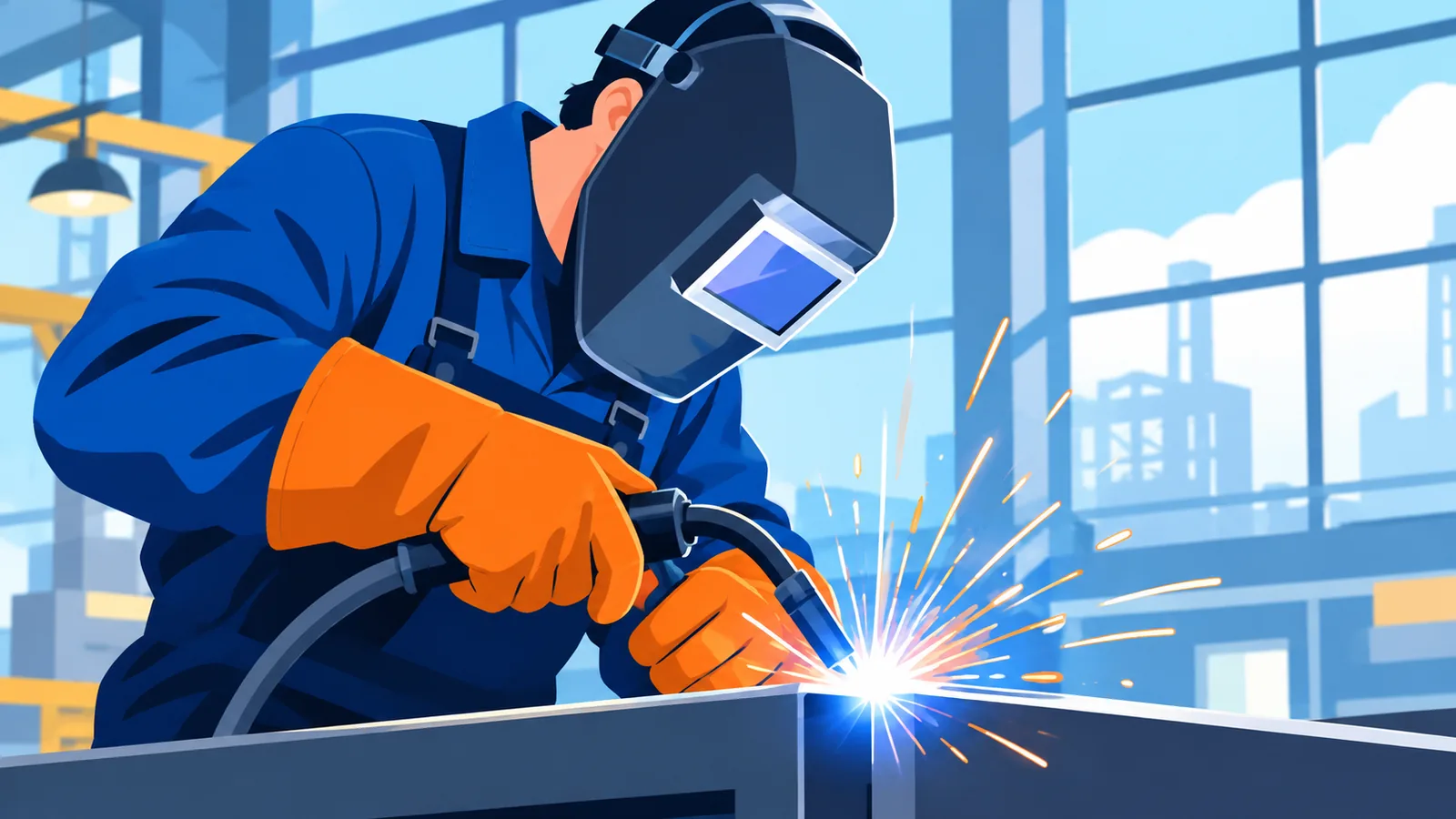 Tecnico specializzato al lavoro in un'officina industriale