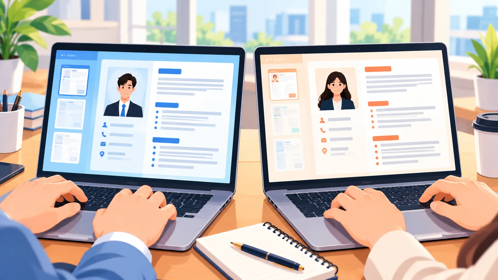 Confronto visivo tra due strumenti diversi per creare un CV