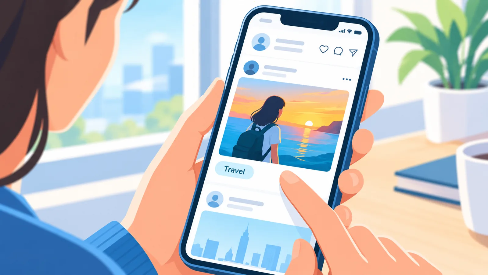 Schermo di smartphone con una nota di contesto sotto un post