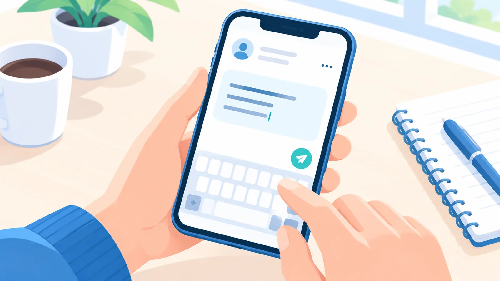 Mani che scrivono una nota breve su un'app per smartphone