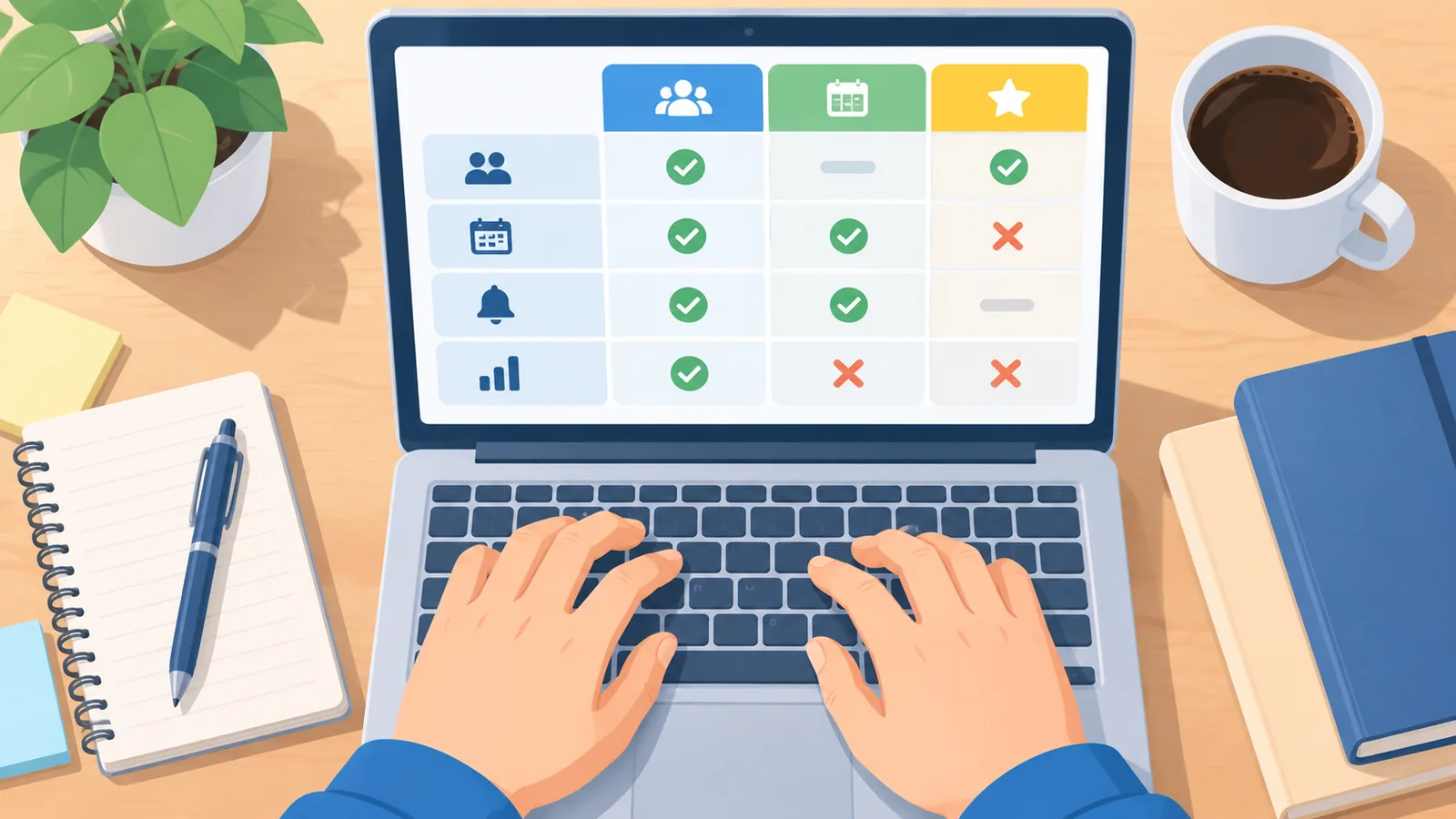 Tabella comparativa di piattaforme per volontari su schermo di computer