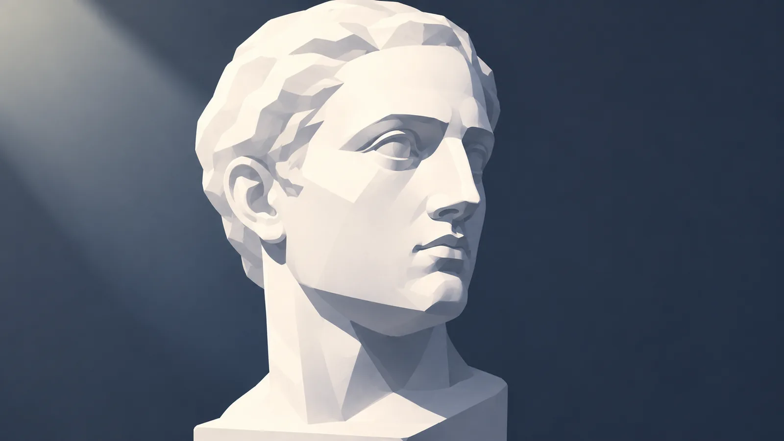 Busto in gesso con piani frontali, laterali e inferiori ben leggibili