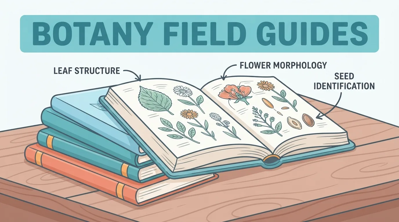 Pila di manuali di botanica illustrati