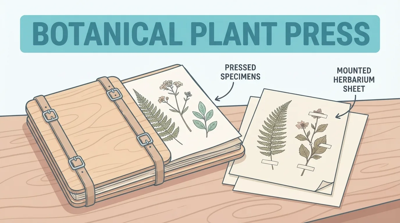 Pressa botanica con piante essiccate per l'erbario