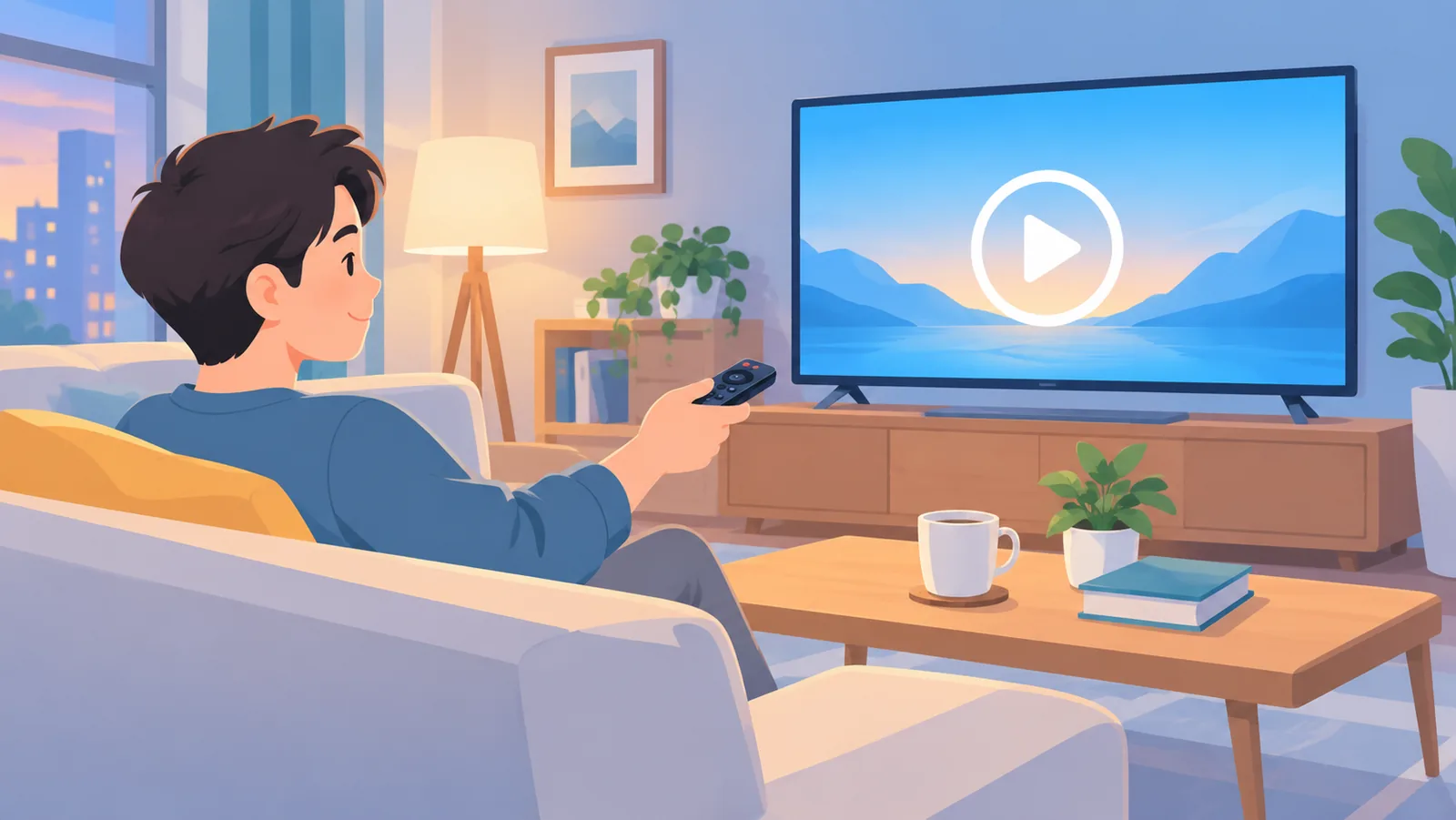 Telecomando, cuffie e soundbar davanti al televisore