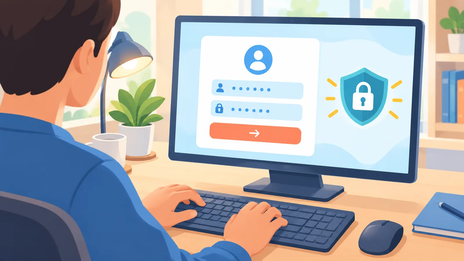 Persona che effettua l'accesso a un account su un altro computer